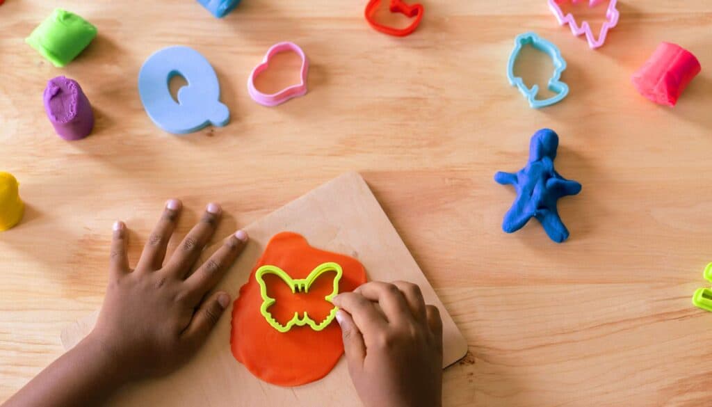 Young child doing crafts